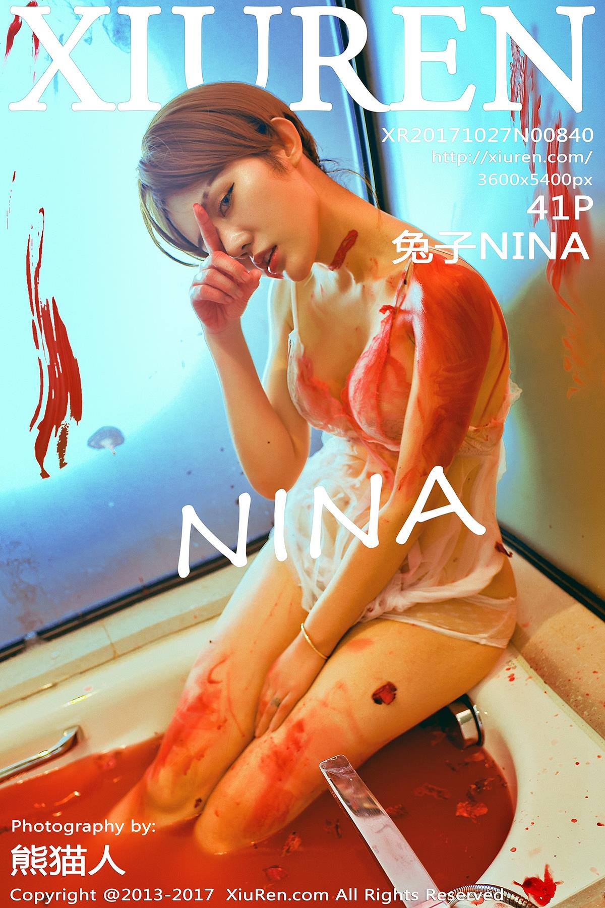 [XIUREN秀人网]XR20171027N00840 兔子NINA 黑色蕾丝内衣与透视吊带睡衣裙性感私房写真集-看套图